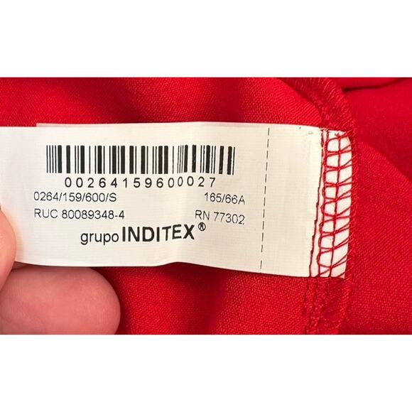 Zara Women’s Red Wide Leg Pant Flowy Side Leg Slits Ties Size Small NWT - Picture 8 of 9